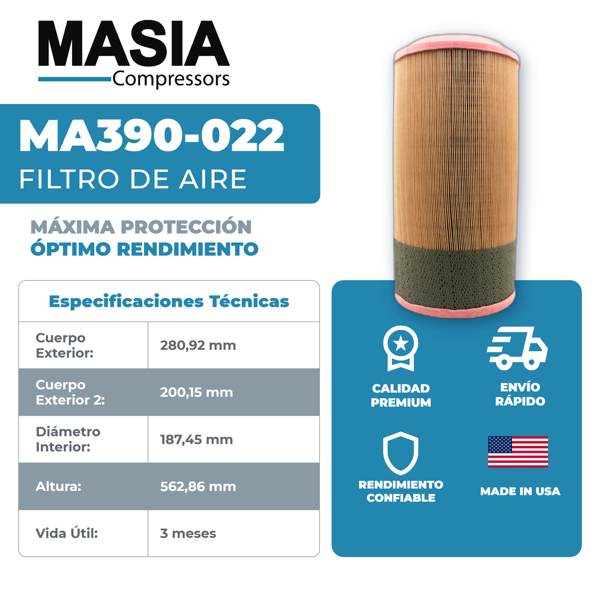 C281275 Filtro de Aire Compatible con Mann Filter