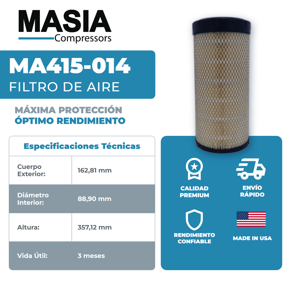 KA415-014 Filtro de Aire Keltec Technolab