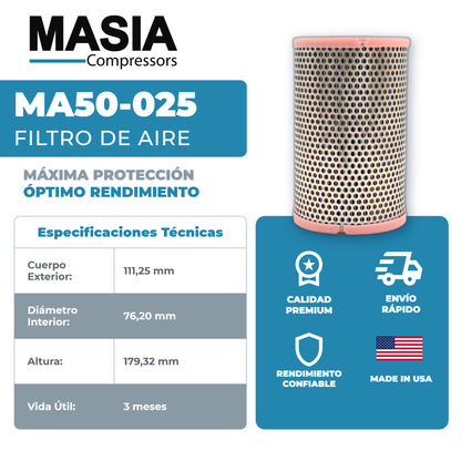 MA50-025 Filtro de Aire Masia Compressors