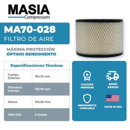 R-1225 Filtro de Aire Compatible con Bauer/Rotorcomp