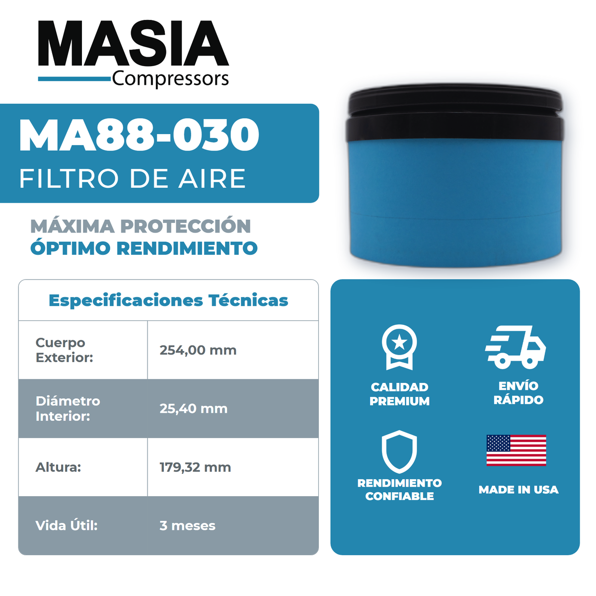 KA88-030 Filtro de Aire Keltec Technolab