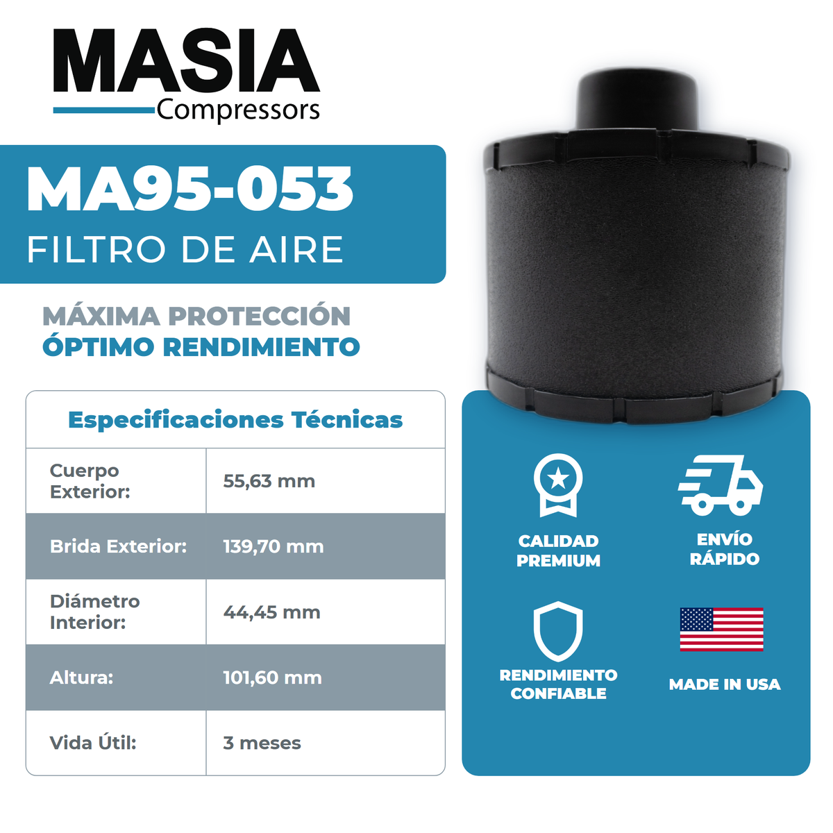MA95-053 Filtro de Aire Masia Compressors