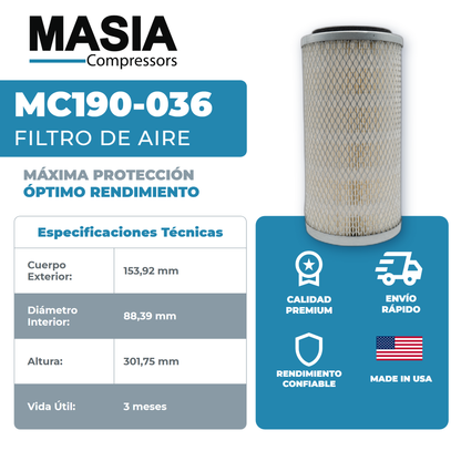 88290006-013 Filtro de Aire Compatible con Sullair