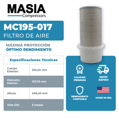 988580 Filtro de Aire Compatible con Compair