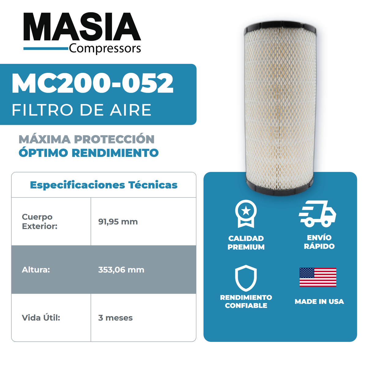 9056941 Filtro de Aire Compatible con Abac American