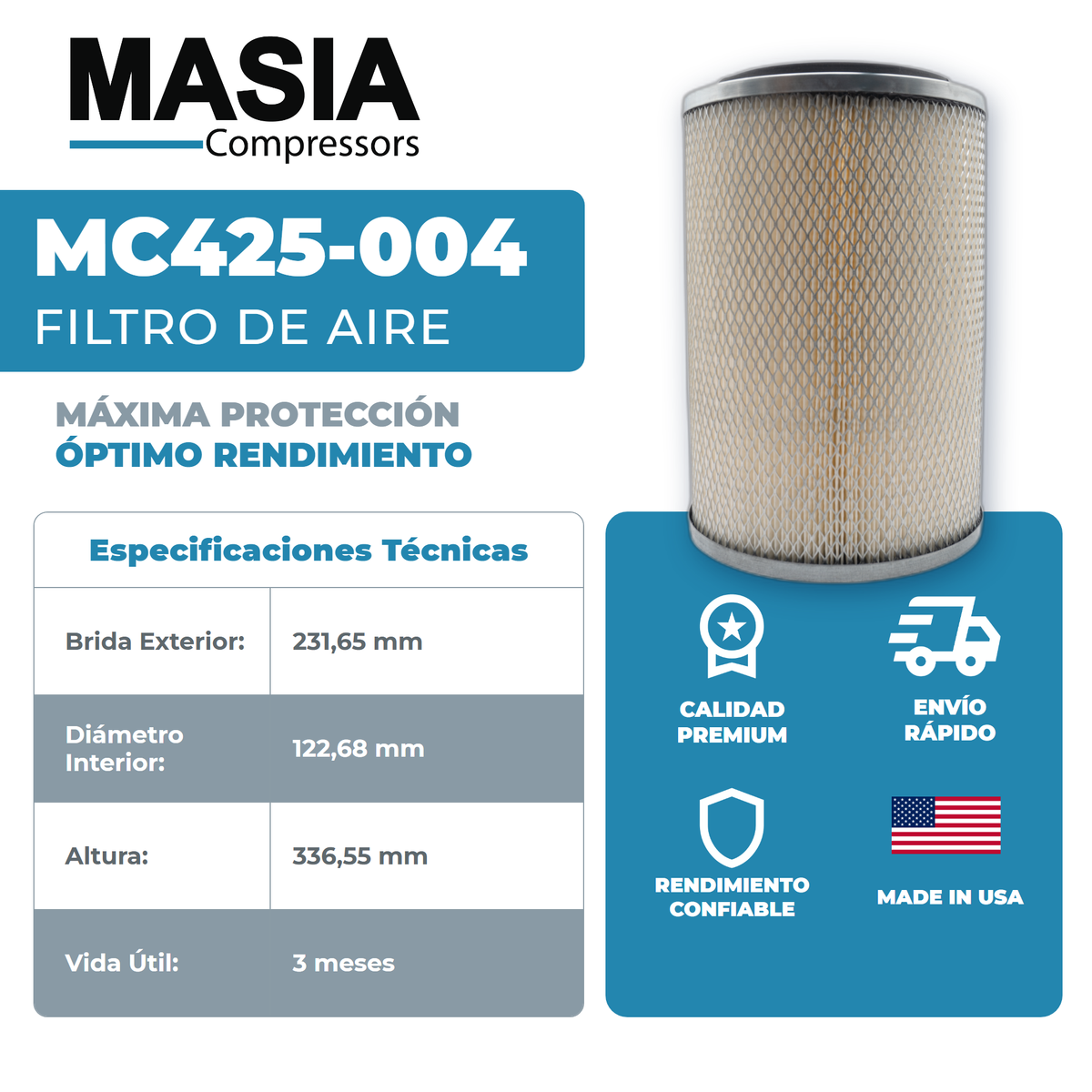 KC425-004 Filtro de Aire Keltec Technolab