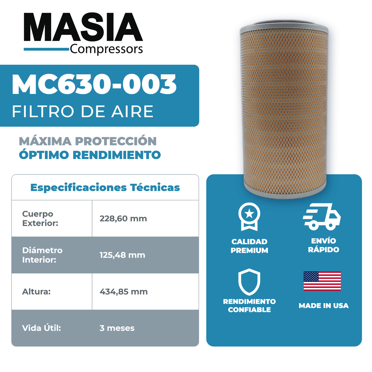 CD1117610-826 Filtro de Aire Compatible con Airmaze