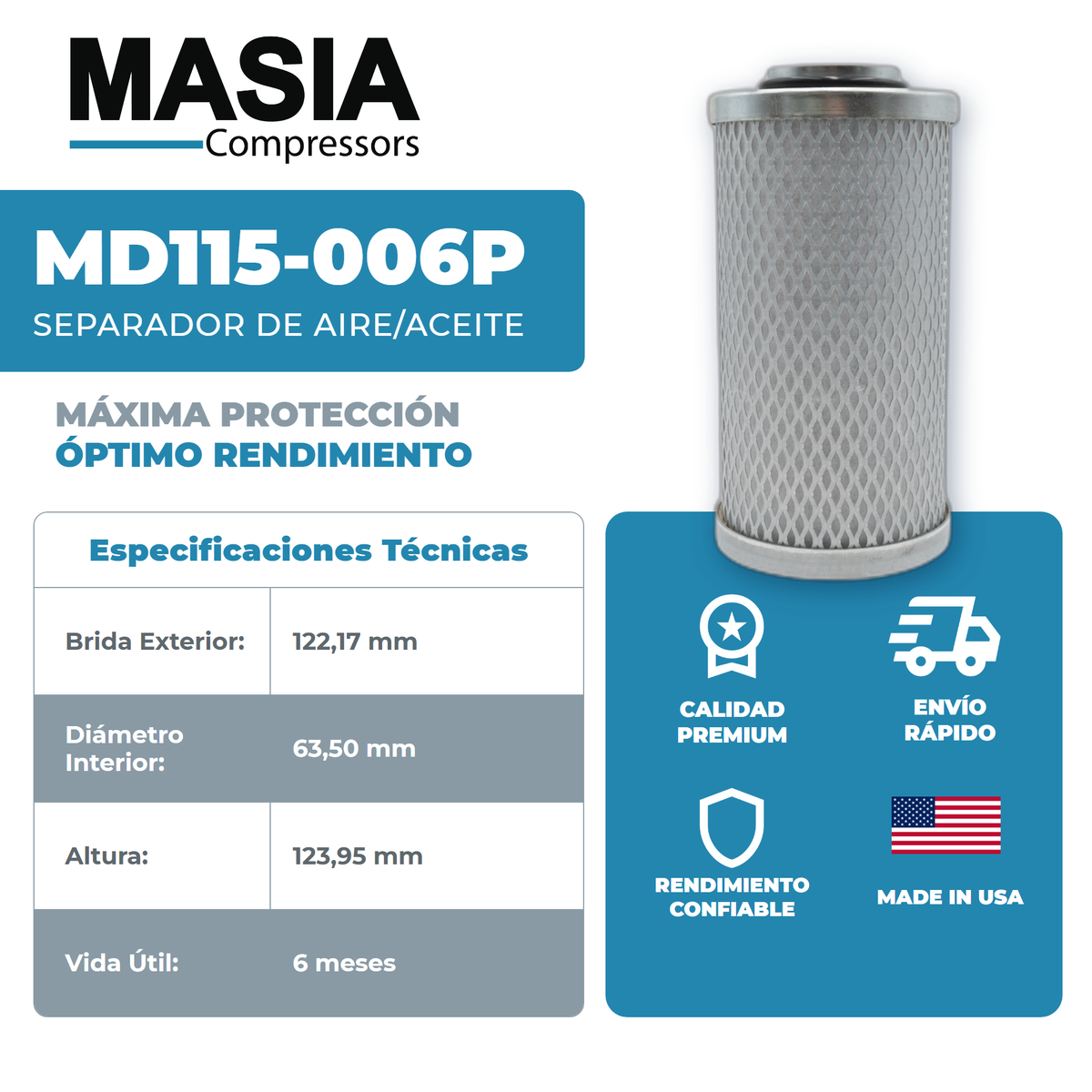 39858683 Filtro Separador Compatible con Ingersoll Rand