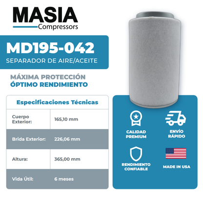 1604-1328-01 Filtro Separador Compatible con Atlas Copco