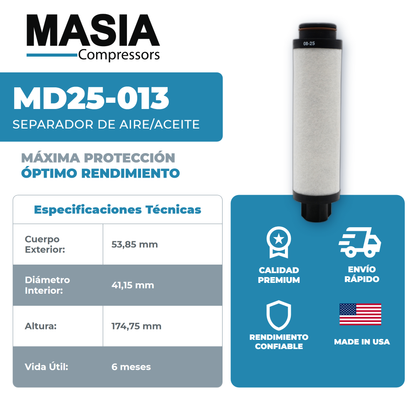 2250026-264 Filtro Separador Compatible con Sullair