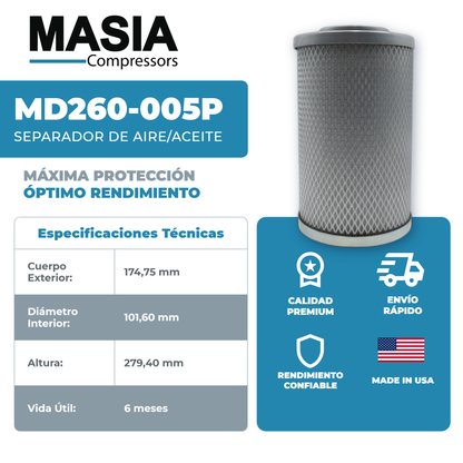 39858691 Filtro Separador Compatible con Ingersoll Rand