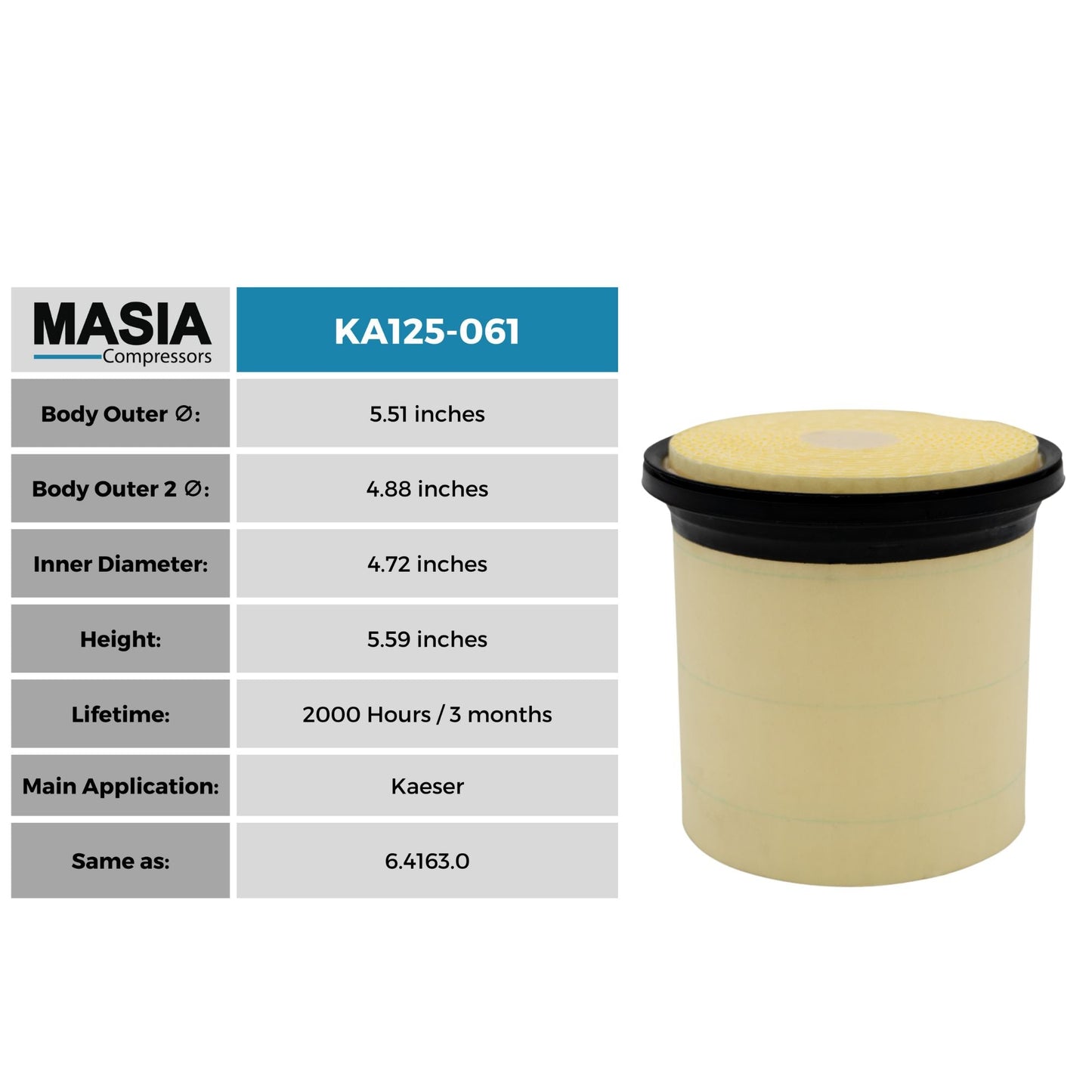 Filtro de aire Kaeser 6.4163.0