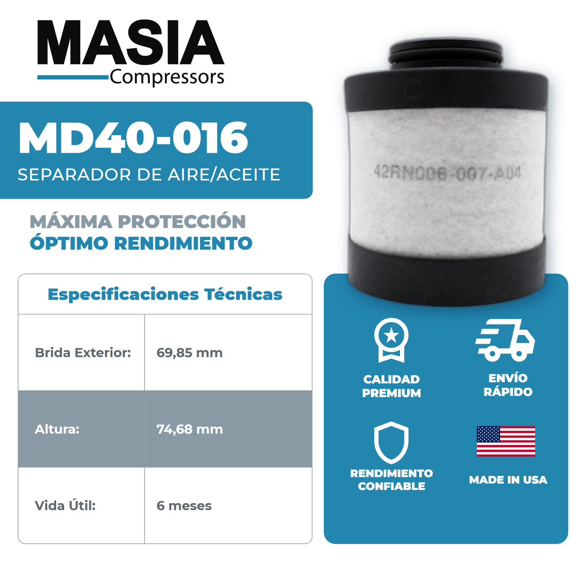 57029 Filtro Separador Compatible con Hydrovane