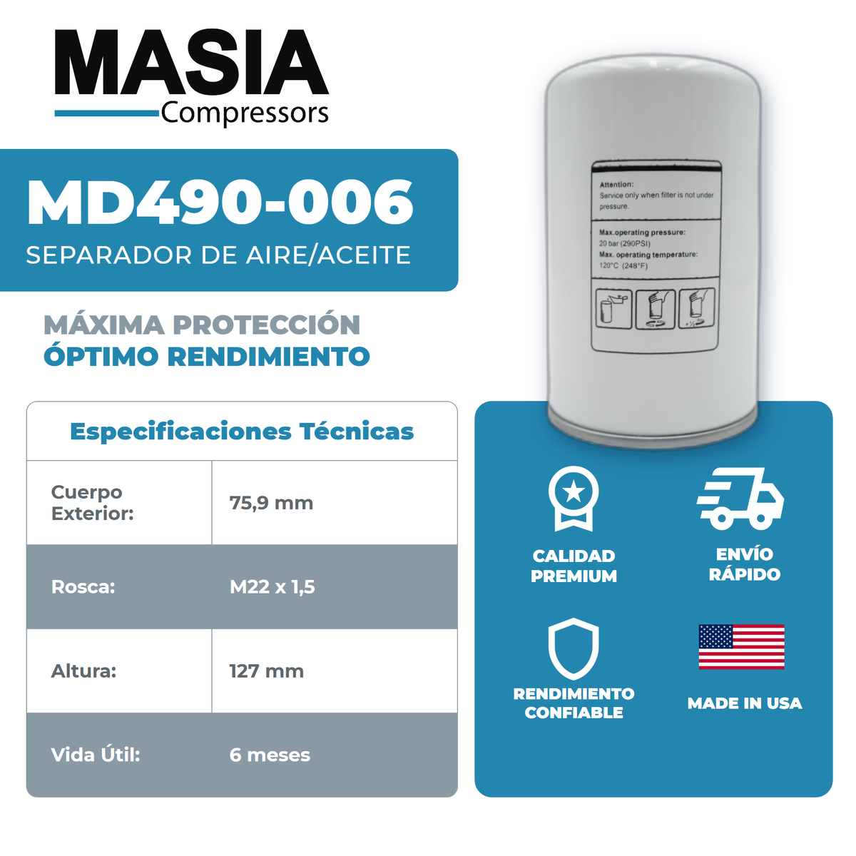 2236106026 Filtro Separador Compatible con Abac American
