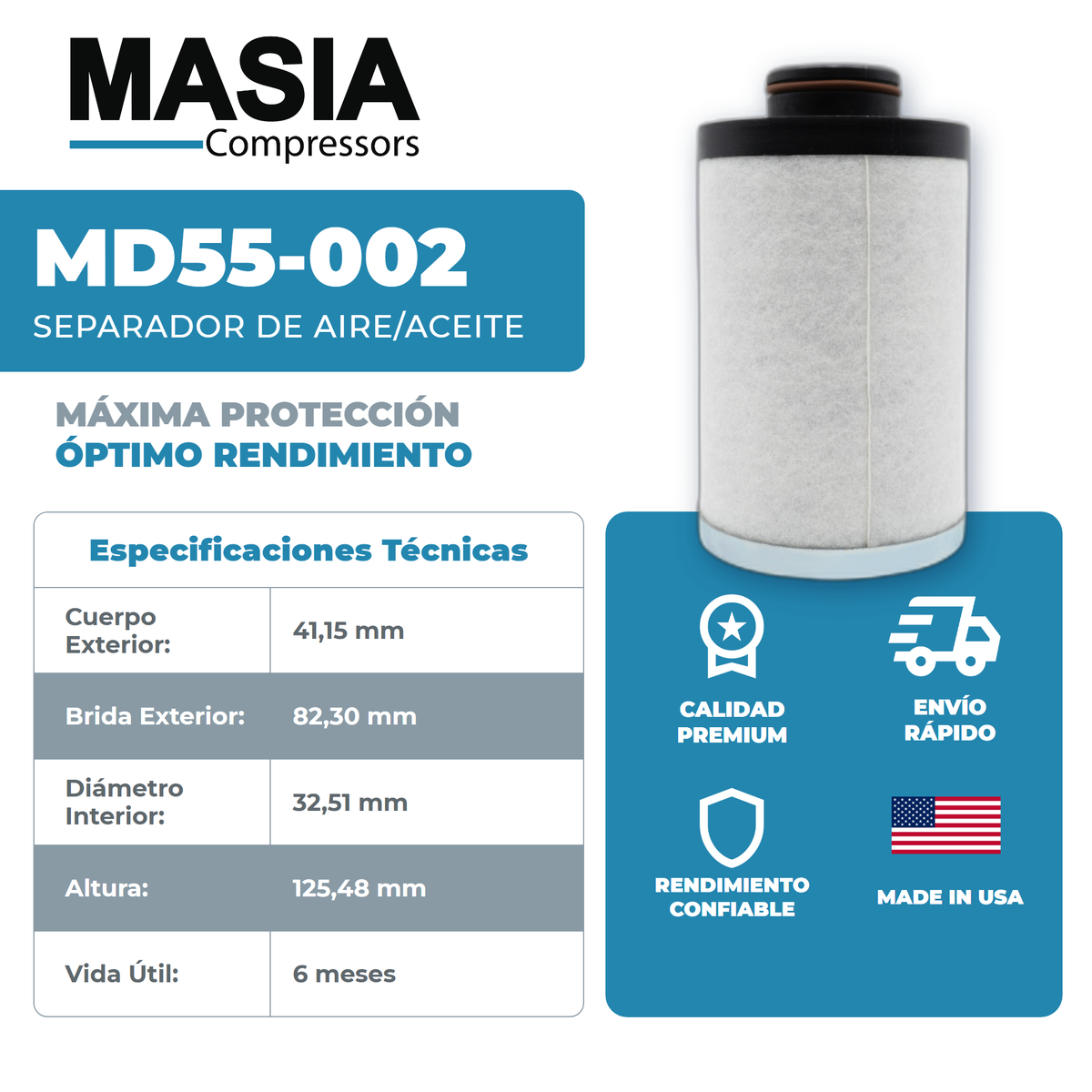 05-00301 Filtro Separador Compatible con Air Supply