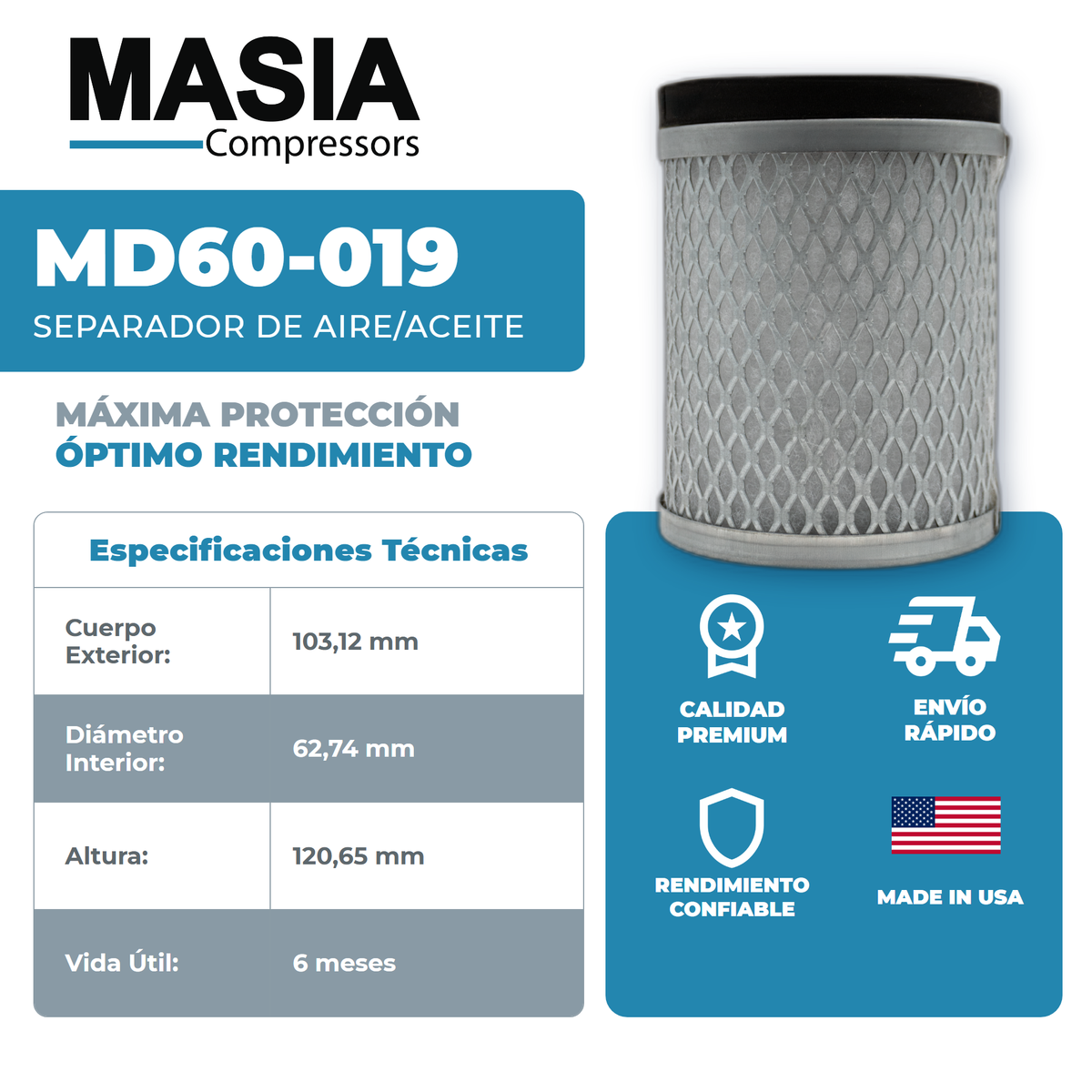 9040505 Filtro Separador Compatible con Mechanequip