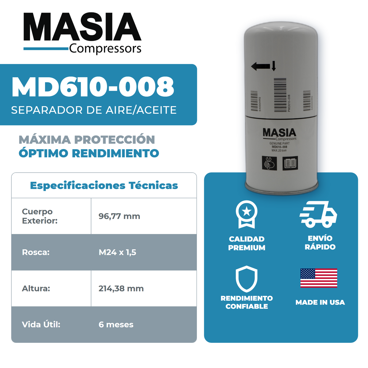 DSC-302 Filtro Separador Compatible con Dv Systems