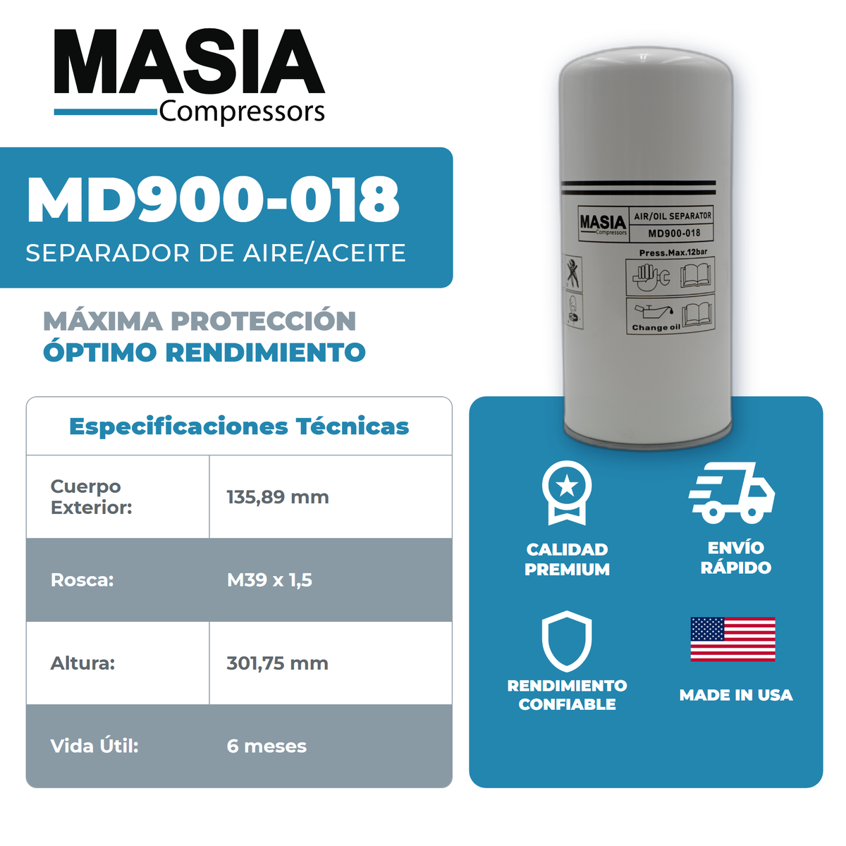 17258112 Filtro Separador Compatible con Alup