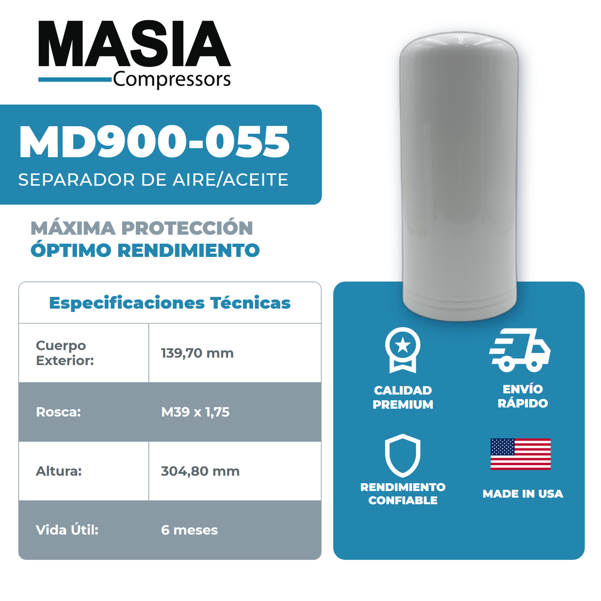 6211373050 Filtro Separador Compatible con Ceccato/Mark
