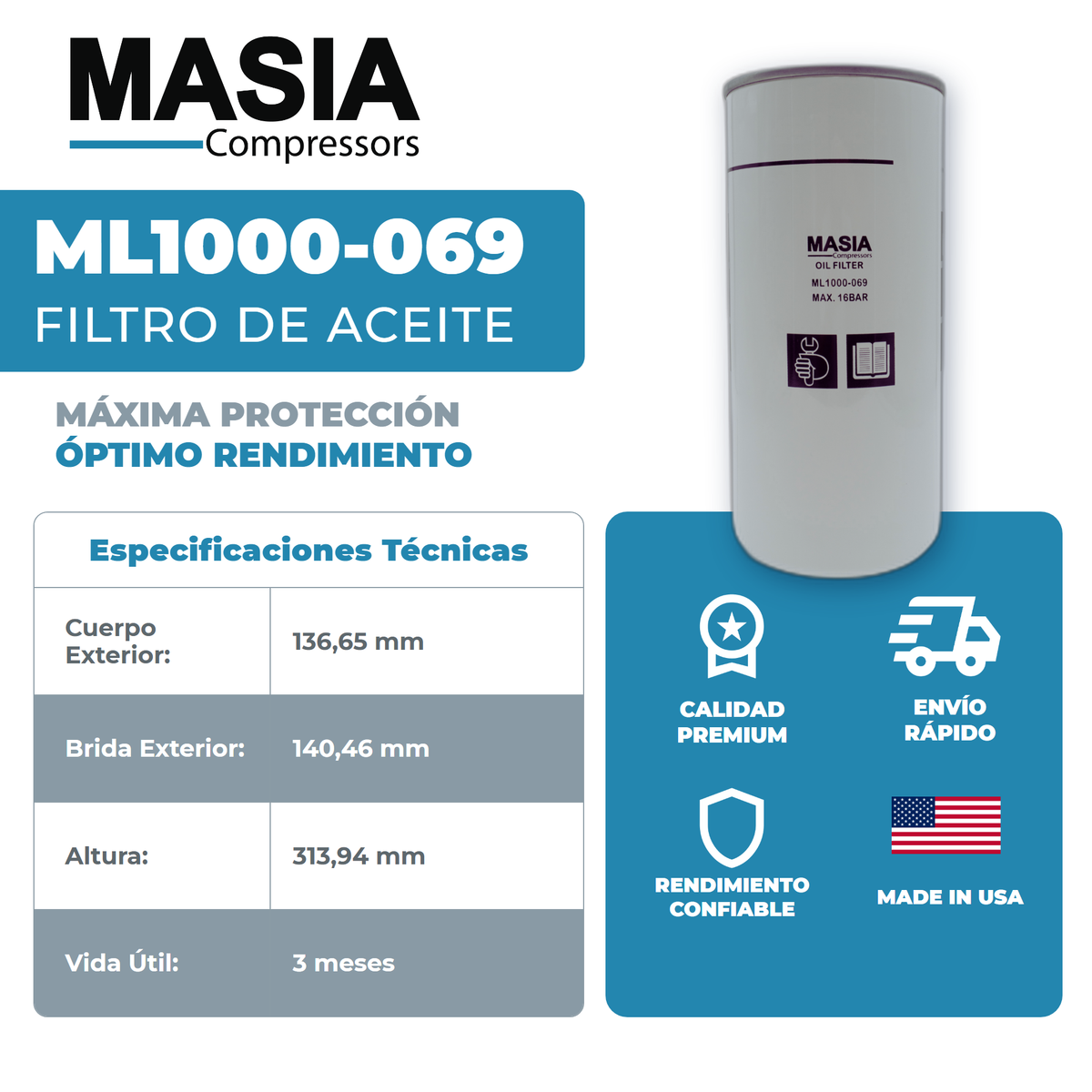 WD13145/16 Filtro de Aceite Compatible con Mann Filter