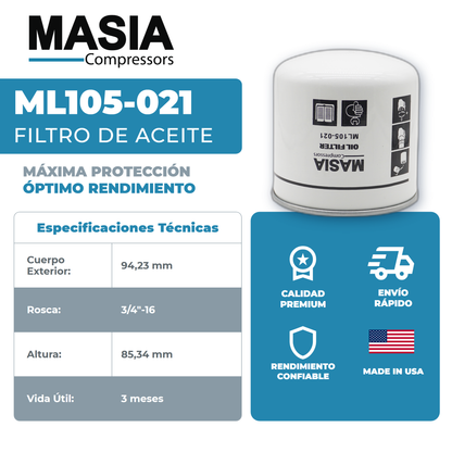 56457 Filtro de Aceite Compatible con Mattei
