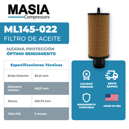 1622-3142-00 Filtro de Aceite Compatible con Atlas Copco