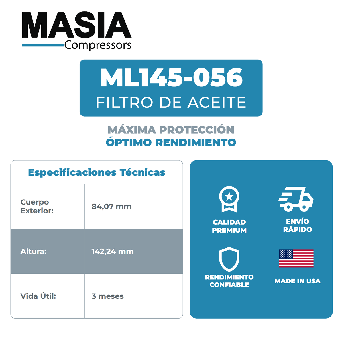 P1401435-1233 Filtro de Aceite Compatible con Joy