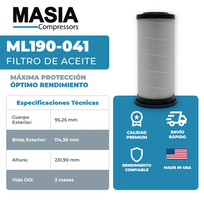 ML190-041 Filtro de Aceite Masia Compressors