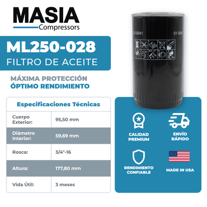 1P3547 Filtro de Aceite Compatible con Chicago Pneumatic