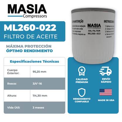 KL260-022 Filtro de Aceite Keltec Technolab