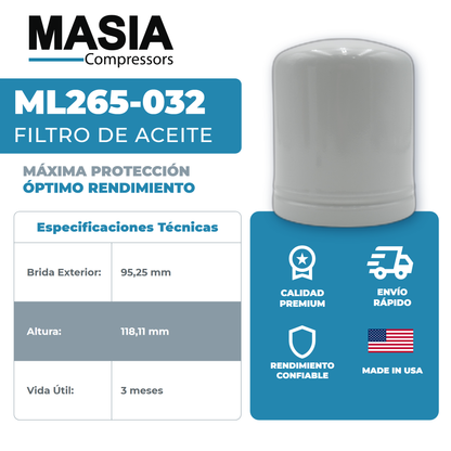 1625-4274-00 Filtro de Aceite Compatible con Atlas Copco