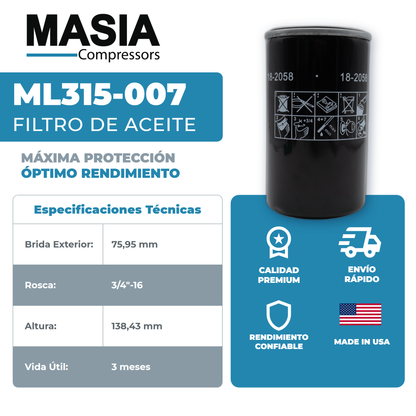 KL315-007 Filtro de Aceite Keltec Technolab