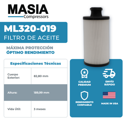 ML320-019 Filtro de Aceite Masia Compressors