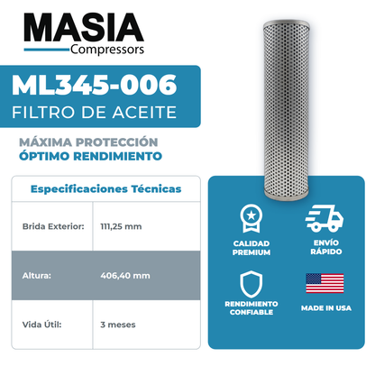 ML345-006 Filtro de Aceite Masia Compressors