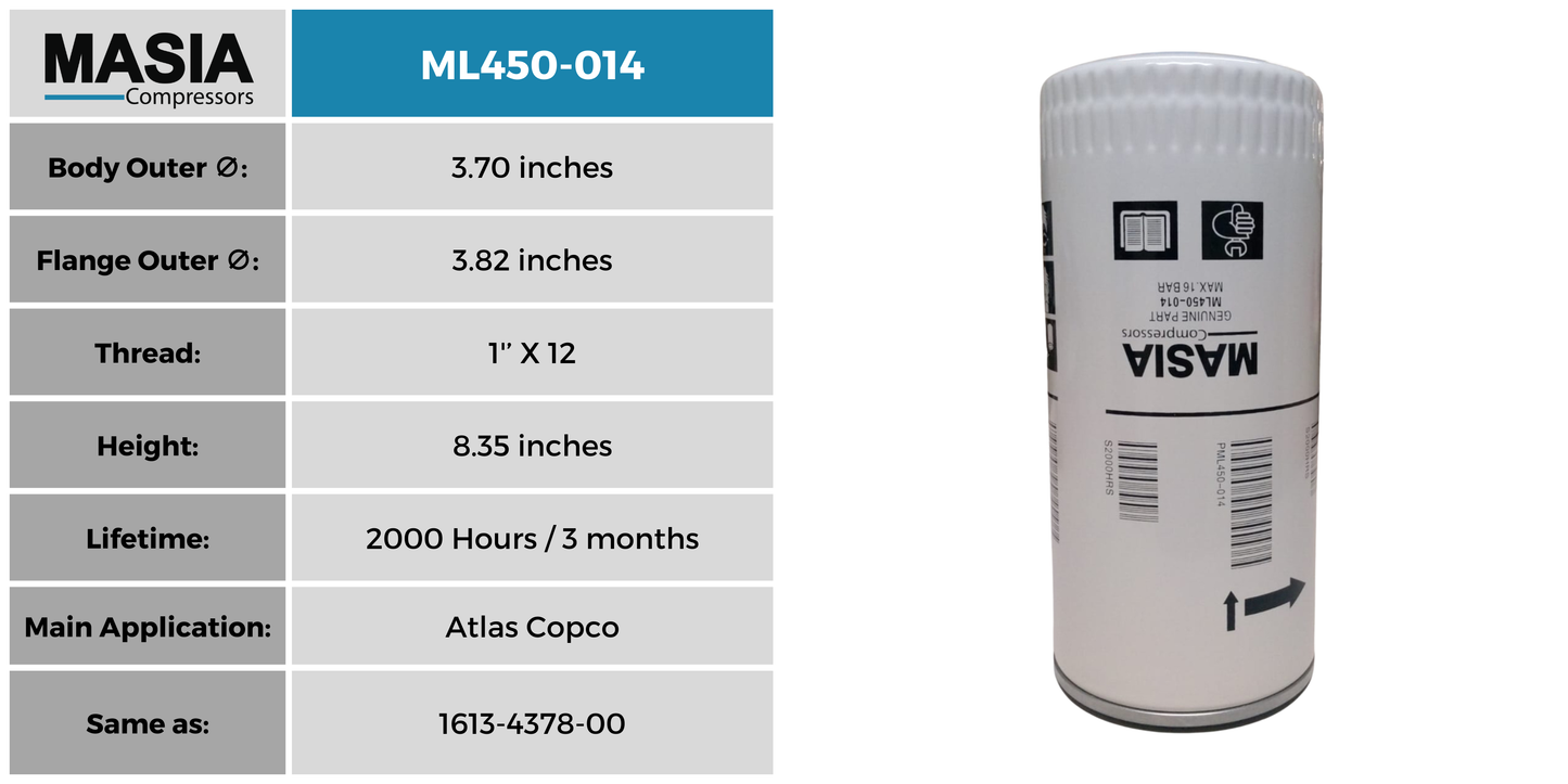 Filtro De Aceite Atlas Copco 2255-3002-03