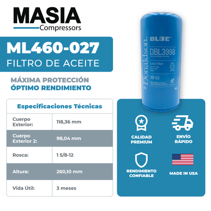 ML460-027 Filtro de Aceite Masia Compressors
