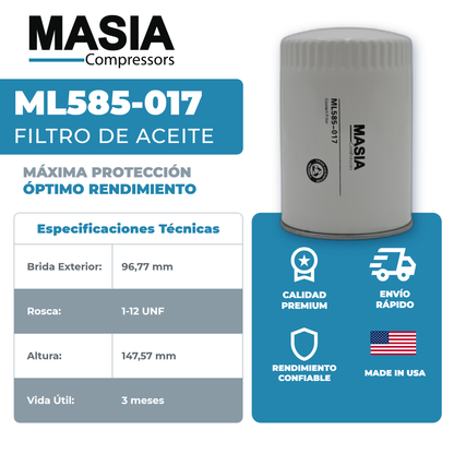 47712516001 Filtro de Aceite Compatible con Gardner Denver