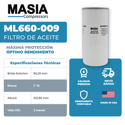 93603157 Filtro de Aceite Compatible con Ingersoll Rand