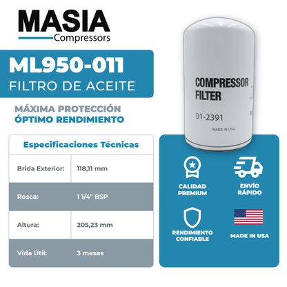 142136 Filtro de Aceite Compatible con Quincy