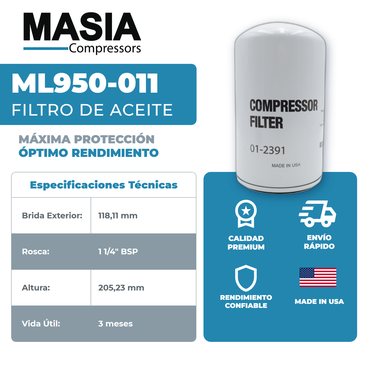 C021034794 Filtro de Aceite Compatible con Mattei
