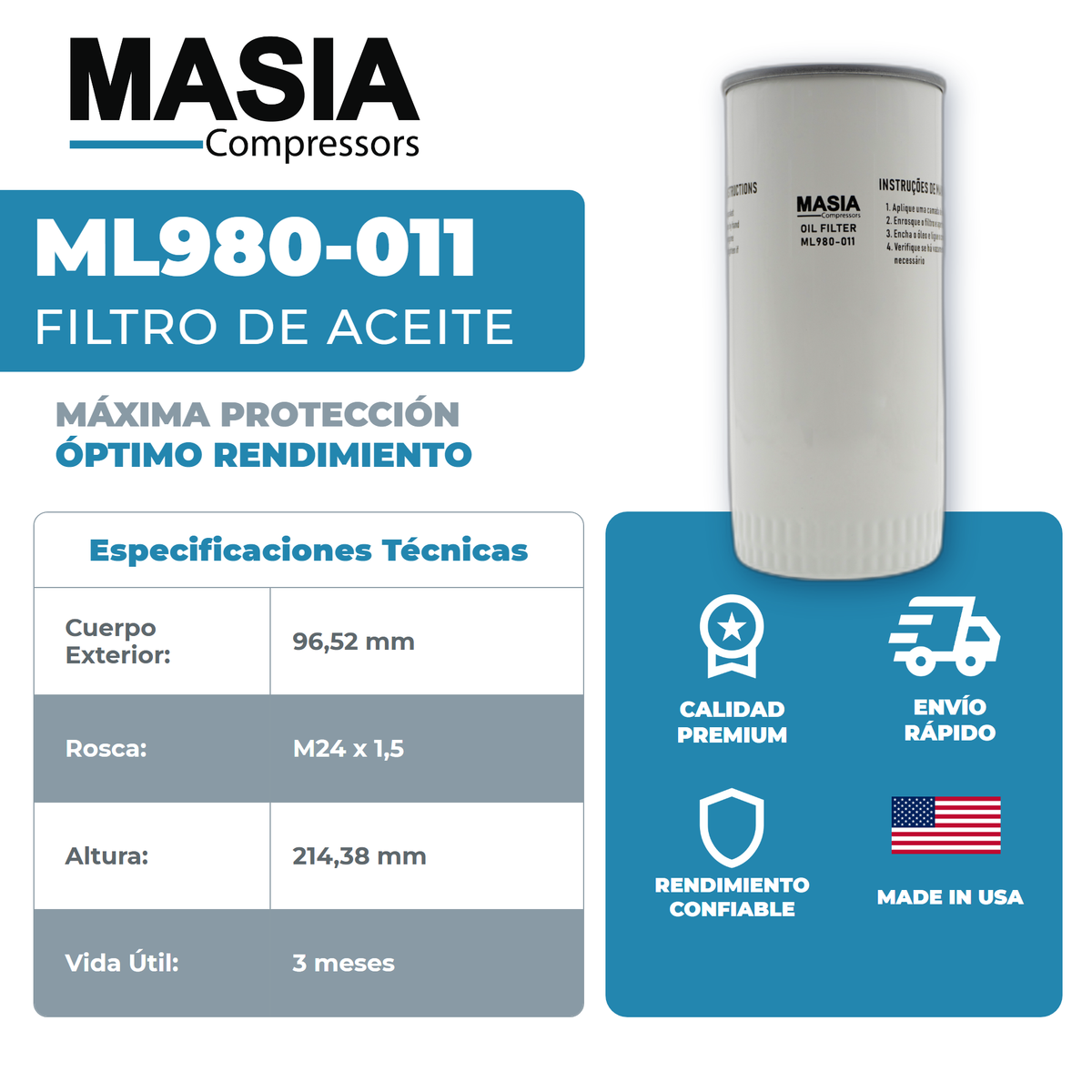 634900 Filtro de Aceite Compatible con Woodward Sales