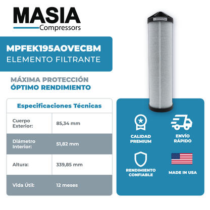 1202-6261-05 Elemento Filtrante Compatible con Atlas Copco