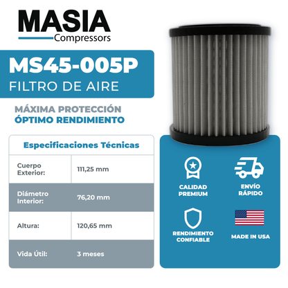 MS45-005P Filtro de Aire Masia Compressors