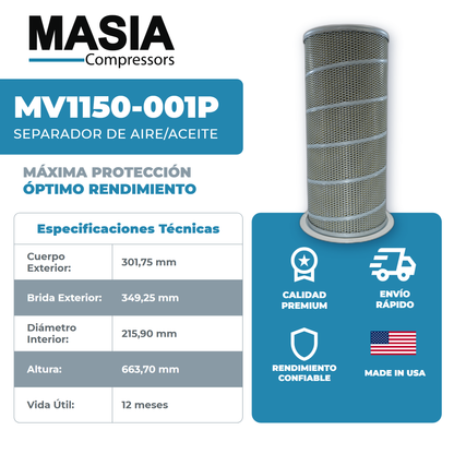 S138D1240 Filtro Separador Compatible con United Air Filter