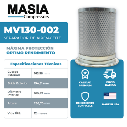 S138D0597 Filtro Separador Compatible con United Air Filter