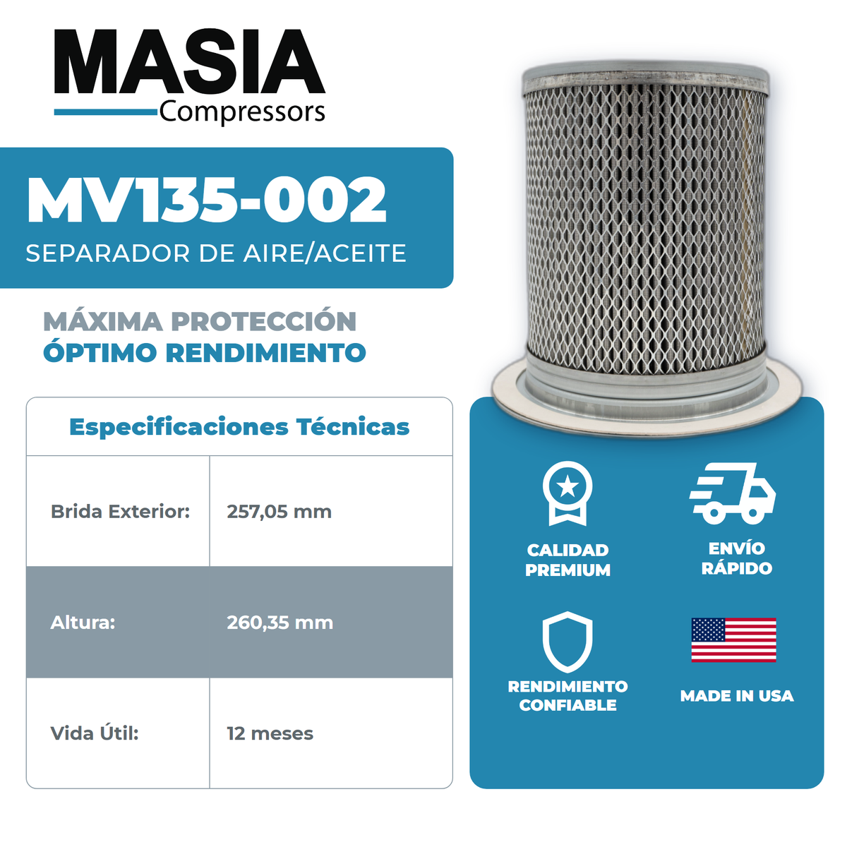 P52-5199 Filtro Separador Compatible con Donaldson