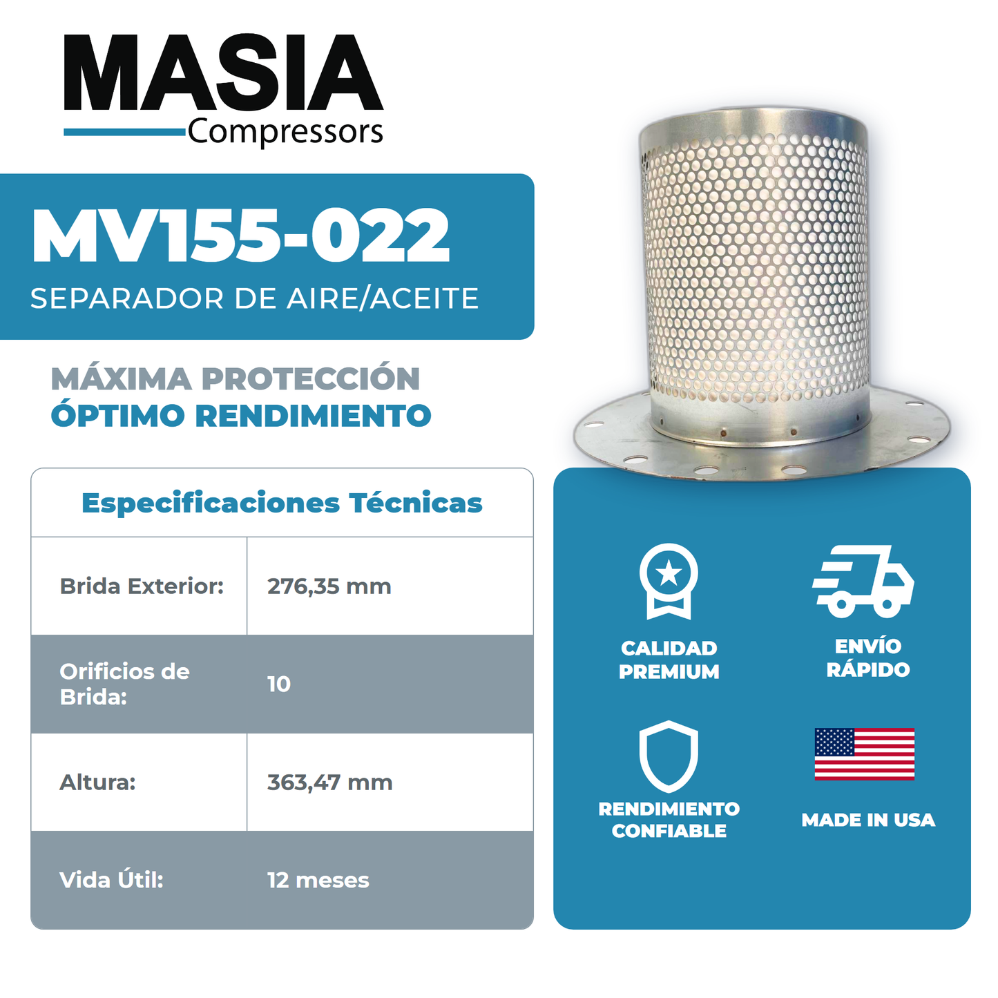 GA-90 Kit de Servicio 8000 Horas (1613-9503-00, 1622-3652-00, 2901-0566-22, 2901-1701-00)