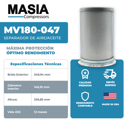 MV180-047 Filtro Separador Masia Compressors
