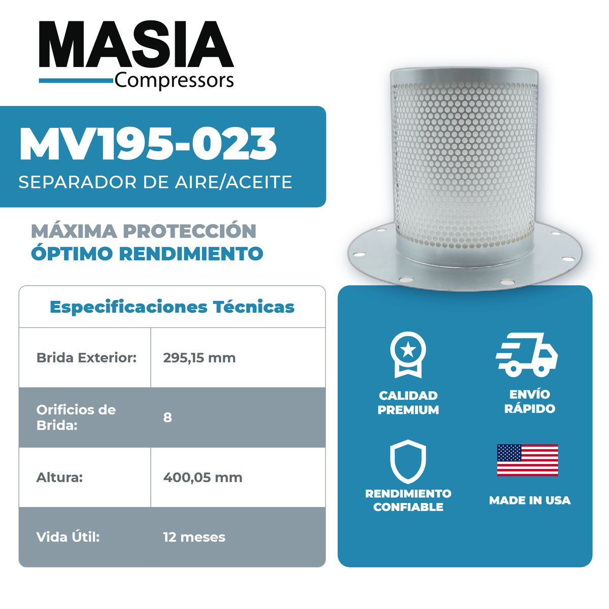 2901-0432-00 Filtro Separador Compatible con Atlas Copco