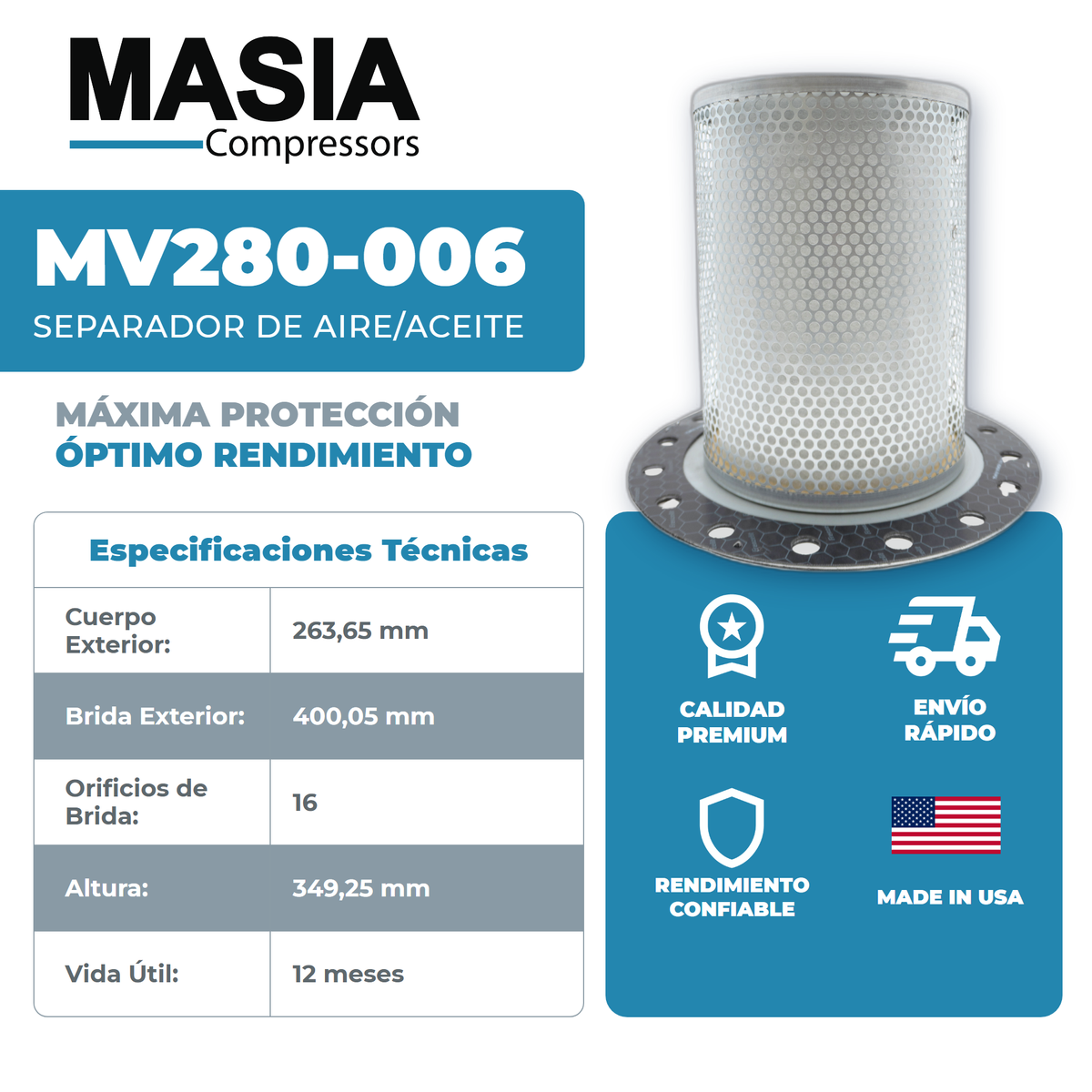 AS2442 Filtro Separador Compatible con Cummins